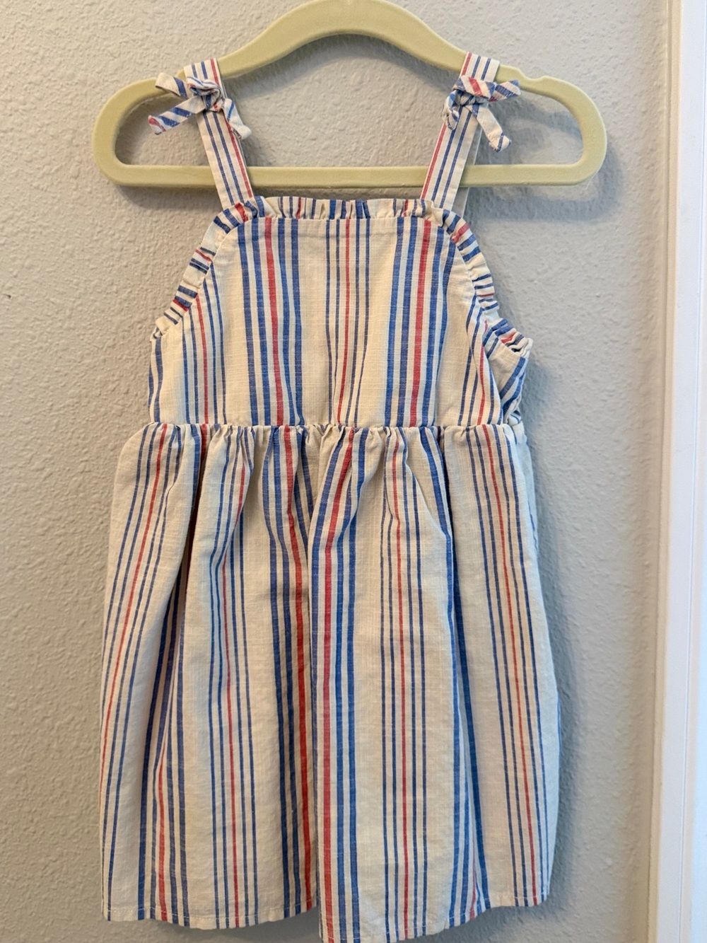 2T Girls Striped Tie-Shoulder Sundress - Blue & Red